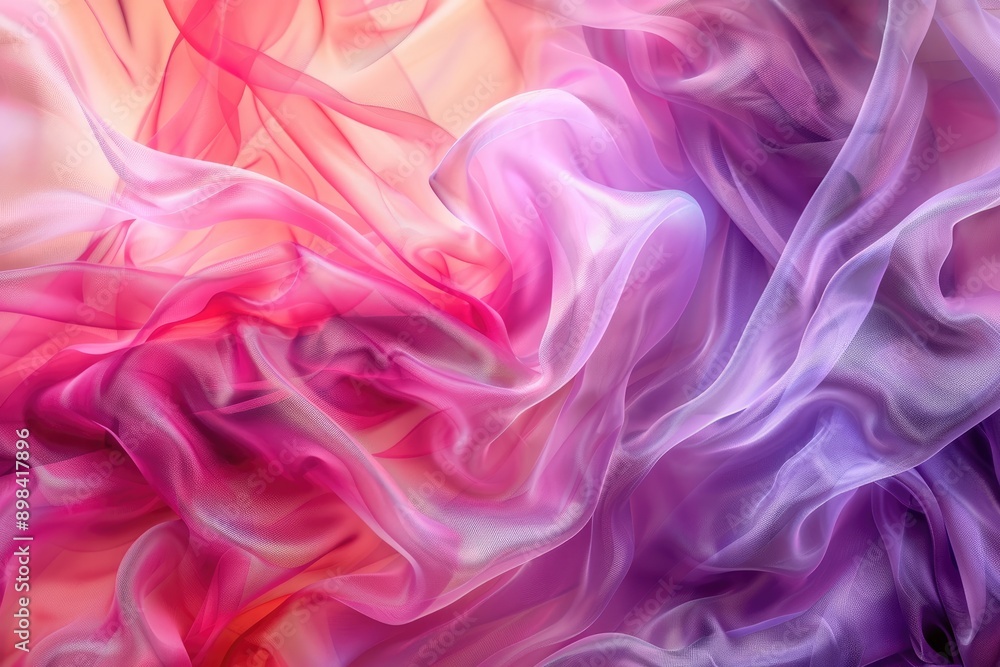 Poster soft washes of color bleeding into each other, assorted silk fabric in a colorful heap, ai generated