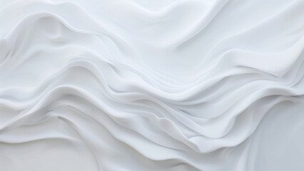 Fototapeta premium Elegant White Silk Fabric Texture with Flowing Folds and Smooth Wavy Patterns for Luxury Design, Wedding Decoration, Fashion Background, or Home Decor 8k Wallpaper