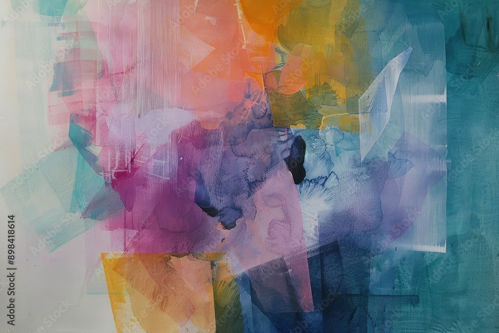 Poster soft washes of color bleeding into each other, ai generated