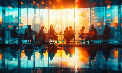 Blurred business people meeting in modern office building conference room