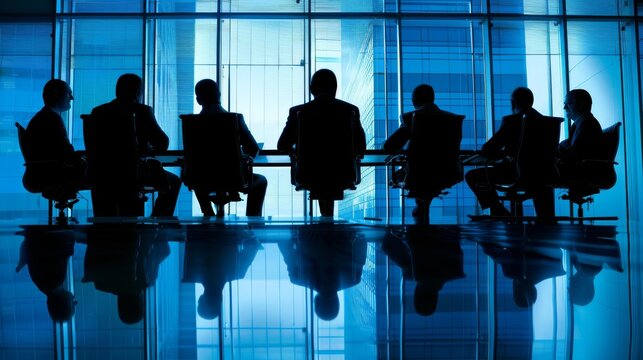 business people silhouettes tolking in bussines