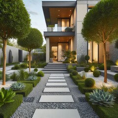 Obraz premium modern house with garden 