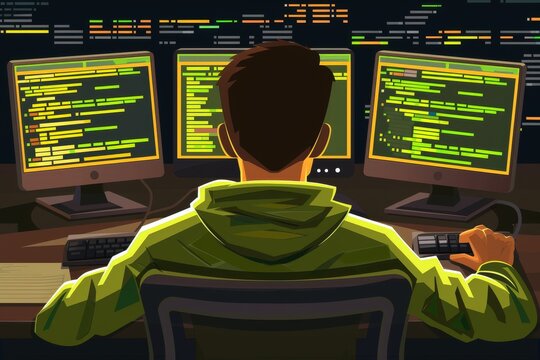 Late Night Computer Programming Illustration