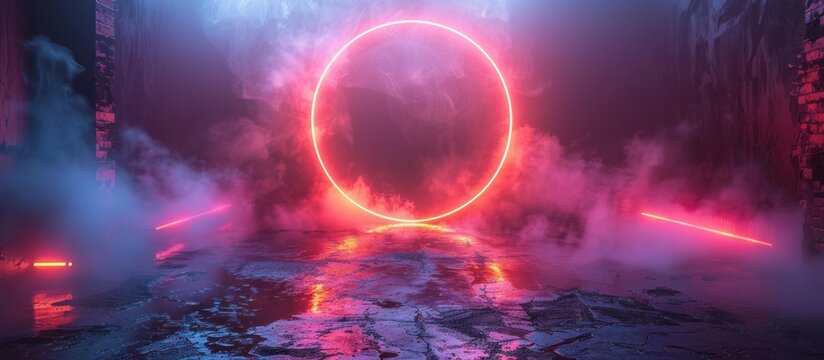 Neon Circle in a Smoky, Post-Apocalyptic Setting