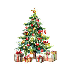 watercolor christmas tree vector illustration