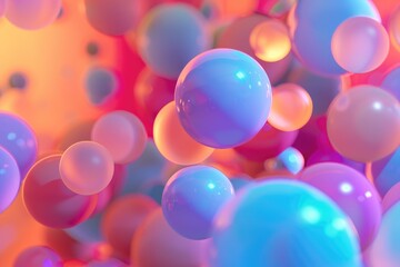 Spheres of color floating in a sea of soft gradients, Colorful bubbles floating in the air, AI generated