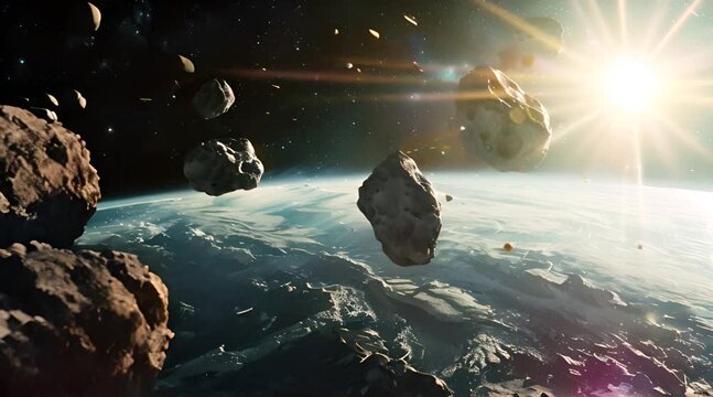 asteroids floating in outer space
