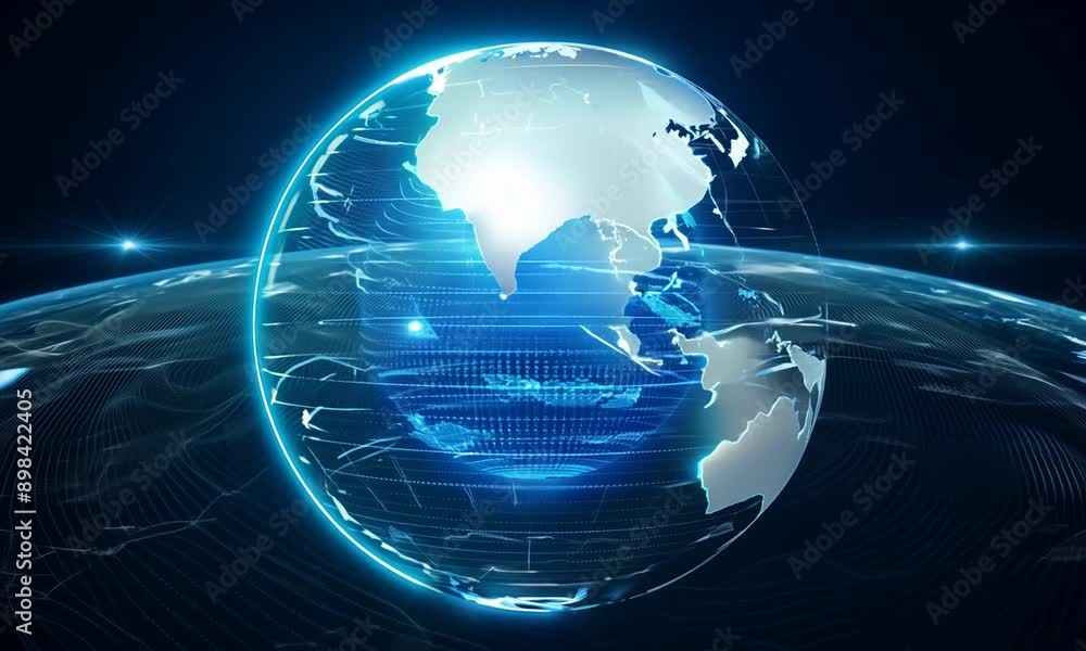 Poster digital world network globe in web communication concept