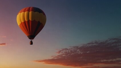 Fototapeta premium Gradient sky with a silhouette of a hot air balloon.