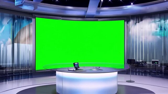 Tv studio. News room. Studio Background On the green screen