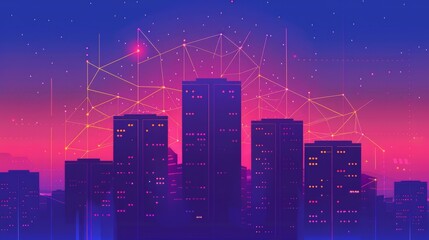 city internet lines in top of the buldings 