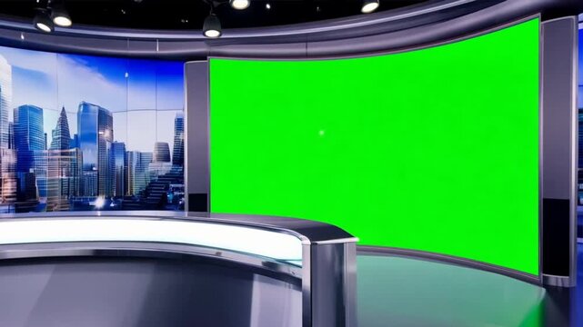 Tv studio, News room,Studio Background On a green screen