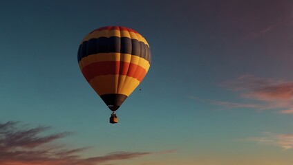 Fototapeta premium Gradient sky with a silhouette of a hot air balloon