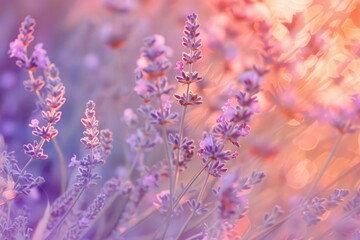 Obraz premium Subdued shades of lavender and peach blending seamlessly, AI generated