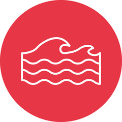 Ocean Waves line circle icon