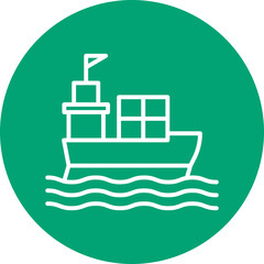 Cargo Ship line circle icon