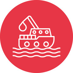 Obraz premium Fishing Boat line circle icon