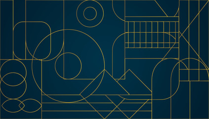 Luxury geometric gold line art vector background. Abstract geometric background. Design for invitation, banner, flyer, wallpaper, interior, decoration.