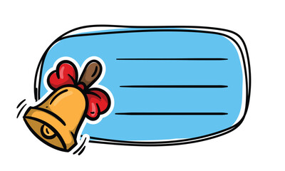 Bright school sticker with a bell and space for text. Simple vector label for notebook, textbook, diary. School, learning, education concept