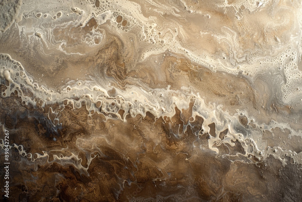 Aufkleber transparent water with tiny rocks visible underneath, subtle textures and patterns emerging from the