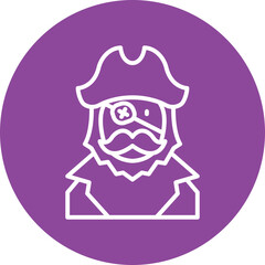 Pirate Captain line circle icon