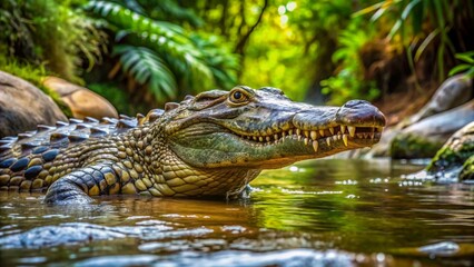 Obraz premium stream-crocodile