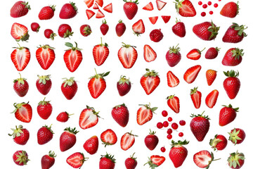 Fresh red strawberries isolated on white background.