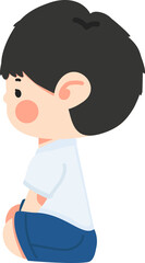 Side View  kid Sitting on Floor