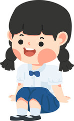 Kid is sitting on the floor