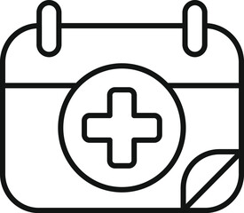 Obraz premium Simple icon of a calendar is featuring a prominent medical cross, indicating a scheduled doctor's appointment or healthcare event