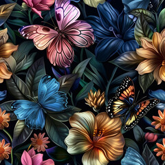 Butterflies and flowers and the sky