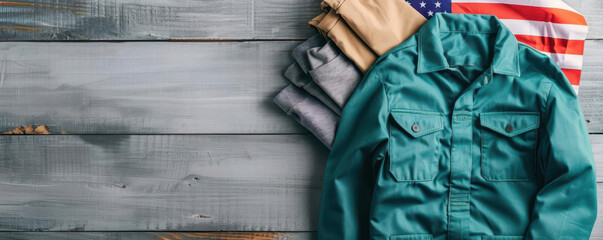 Postal workers work clothes, American flag