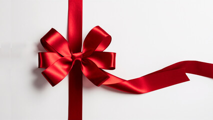 A striking red bow set against a clean white background, perfect for festive occasions, gift wrapping, or decoration