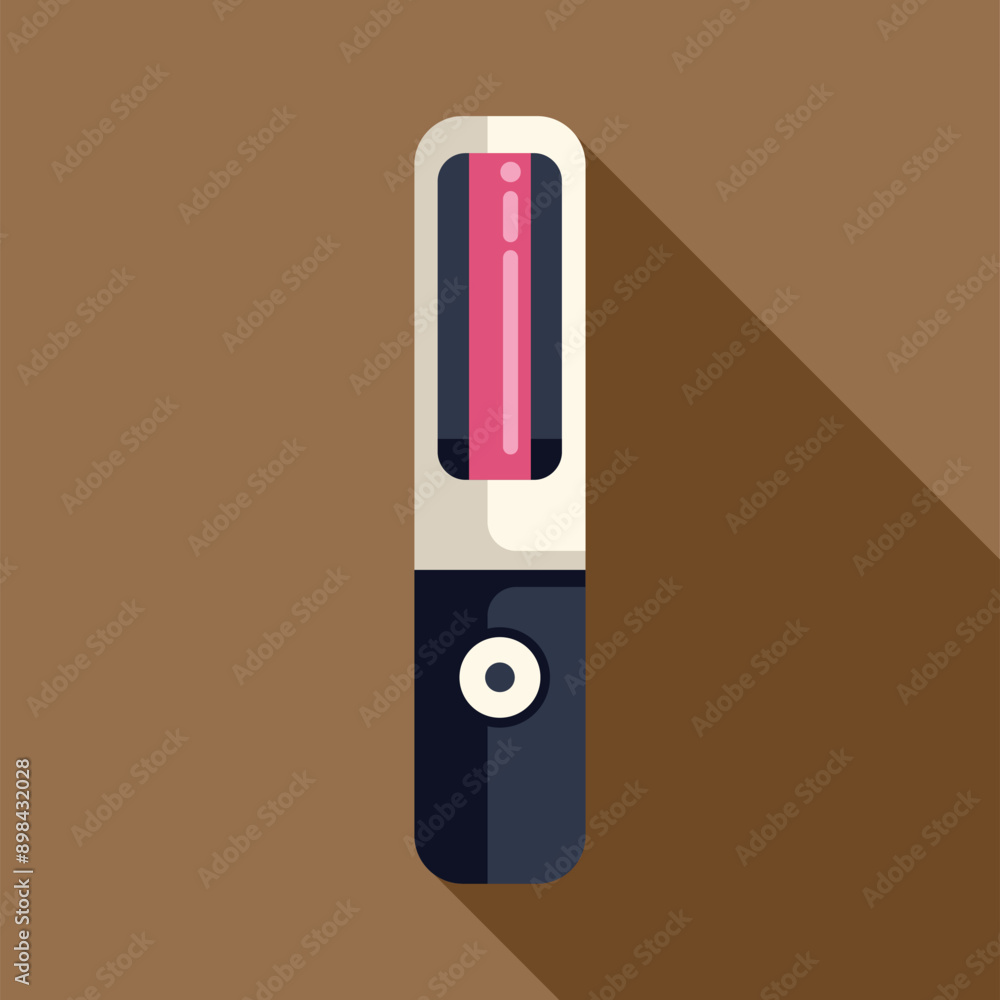Poster electronic cigarette device with battery indicator light icon in flat style with long shadow on brow