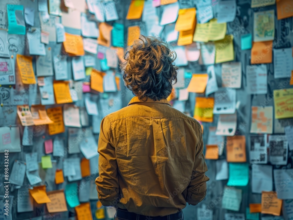 Poster creative public relations specialist brainstorming pitch ideas with vibrant colors and dynamic compo