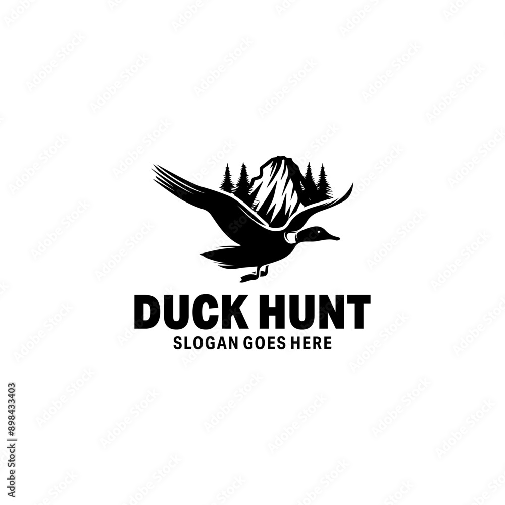 Poster Duck Hunt Logo Design Template