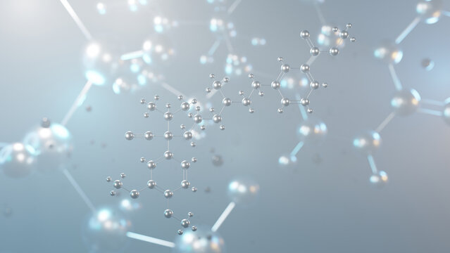 etripamil molecular structure, 3d model molecule, phenylbutylamines, structural chemical formula view from a microscope