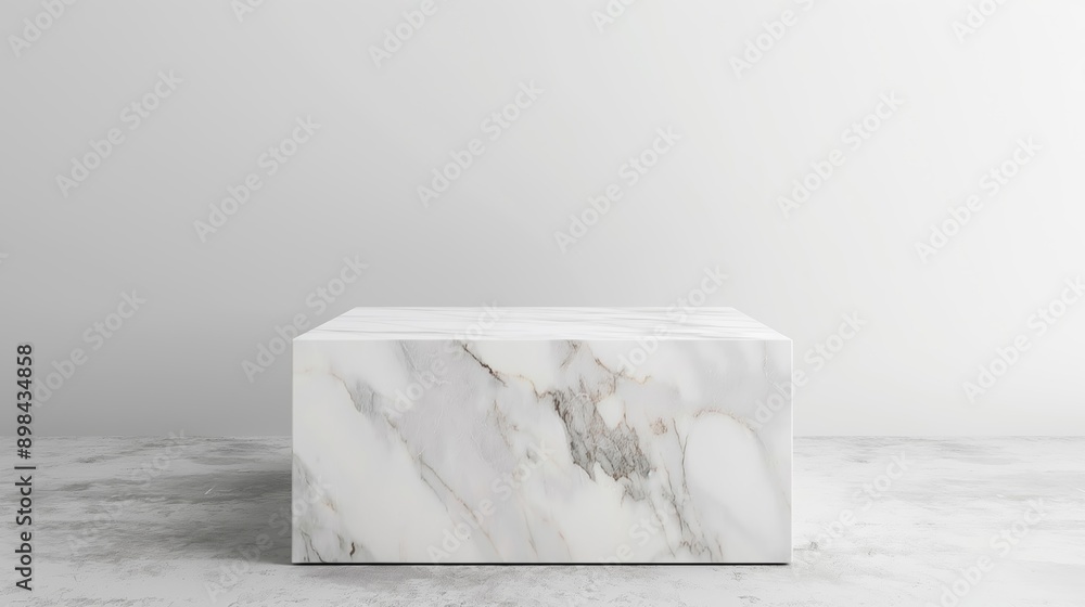 Aufkleber white empty high quality marble table podium stage platform with white wall background and window su