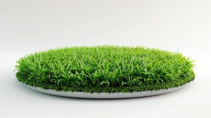 Grass 3D podium green background field land ground render isolated garden platform patch. Podium spring grass illustration 3D lawn island stage plant white round landscape surface summer meadow earth
