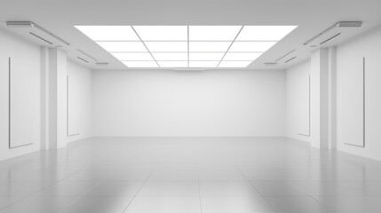 huge White Empty Room hall with light and empty space - empty space room interior for design or product placement. White Empty Room stage podium. Bright Room.