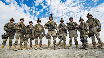 Group of Men in Military Gear Standing Together