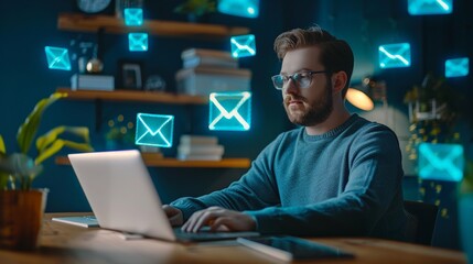 Analyzing Customer Segmentation Data - Email Marketer in Vibrant Colorful Office Environment