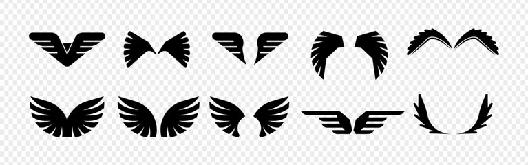 Angel wing silhouette. Symbol of freedom and flight	
