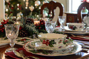 Fototapeta premium christmas table setting