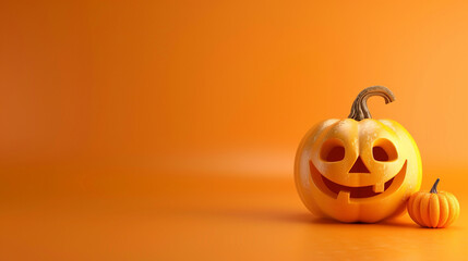 halloween pumpkin on orange background 