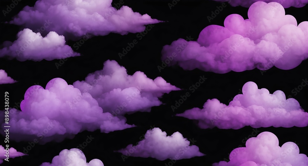 Aufkleber purple clouds pattern hologram projection on plain black background with copy space