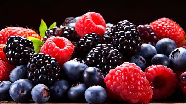 Delicious mixed berry medley - vibrant background banner with a medley of fresh berries