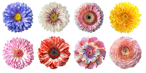 Fototapeta premium Set of summer colorfull flowers on isolated background.