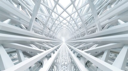 Obraz premium A view of a modern glass skylight with geometric metal framing, showing natural light coming through the ceiling.