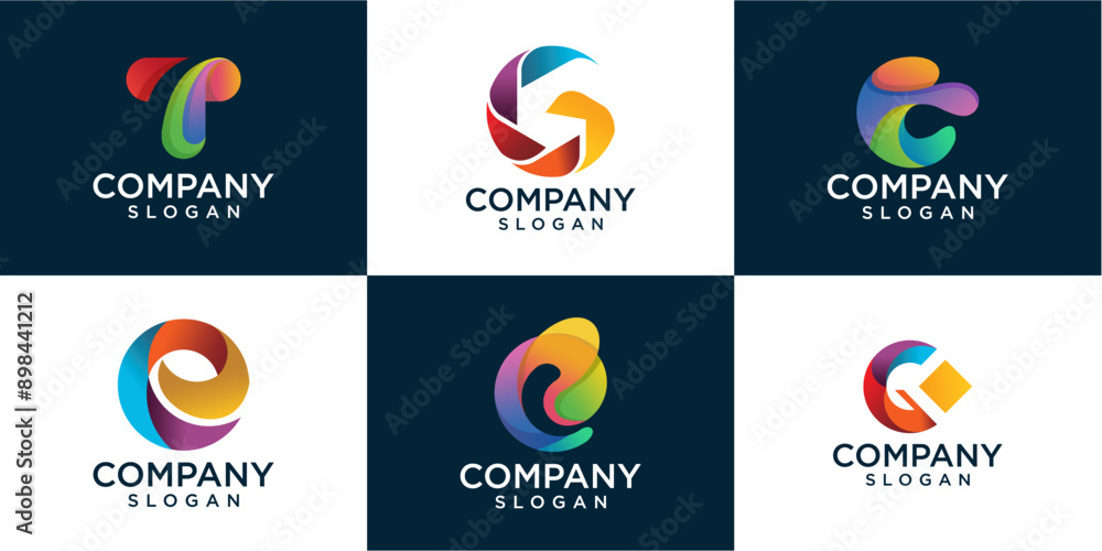 Fototapete abstract colorful alphabet letter initials set collection logo vector design
